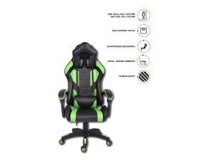 ACER SPORTY-GC1600-G GAMING CHAIR SEDIA IN PELLE BLACK/GREEN  2